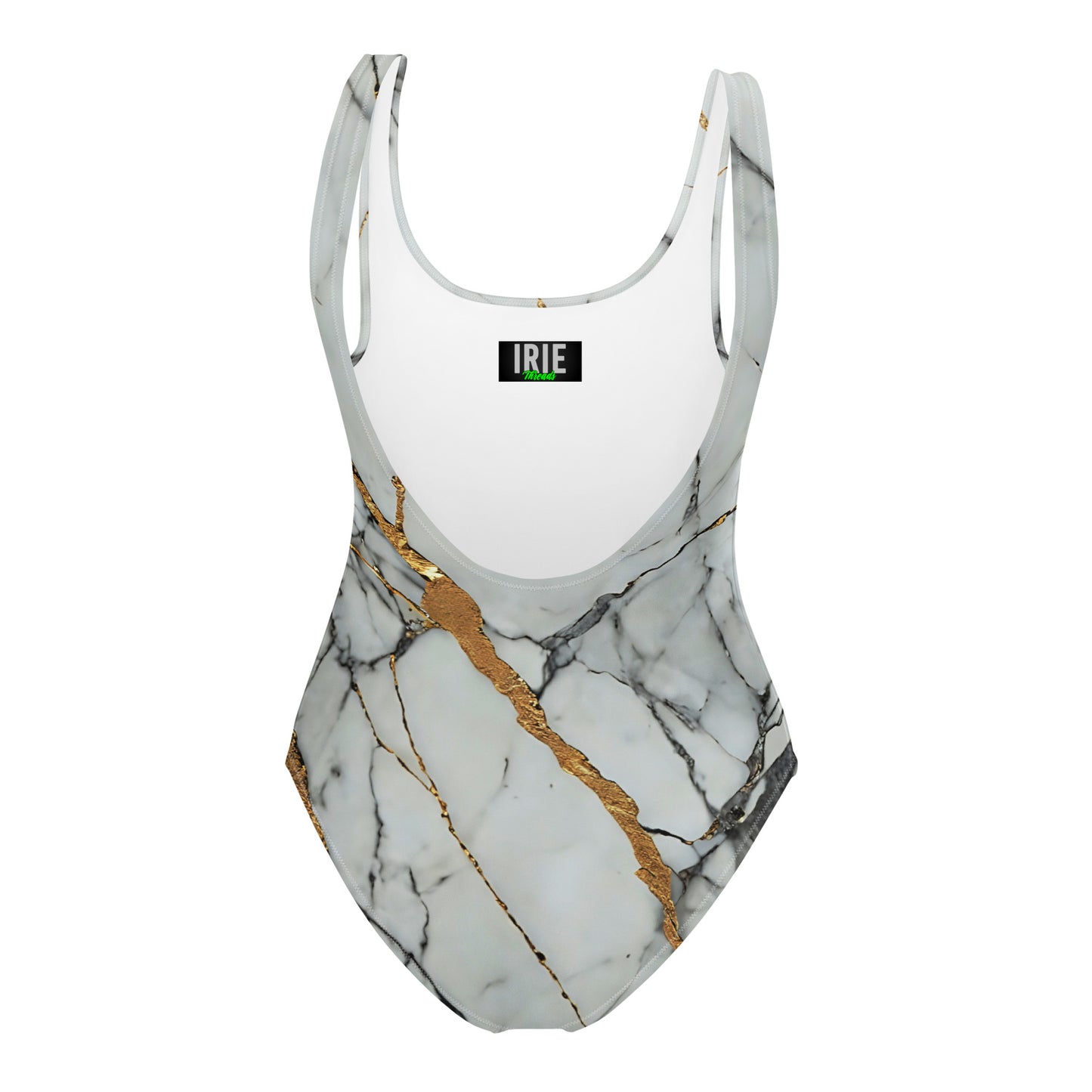 White & Gold Marble One-Piece Swimsuit