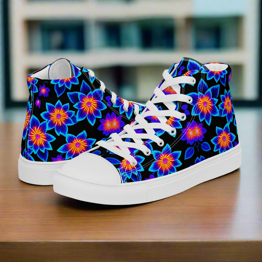 Men's UV Flowers high top canvas shoes