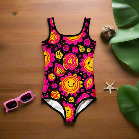 Joy Bloom Girls High-Visibility One-Piece Swimsuit