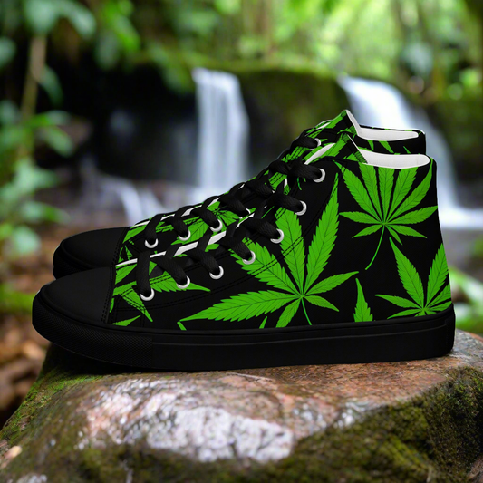 Men's Pot Leaf high top canvas shoes