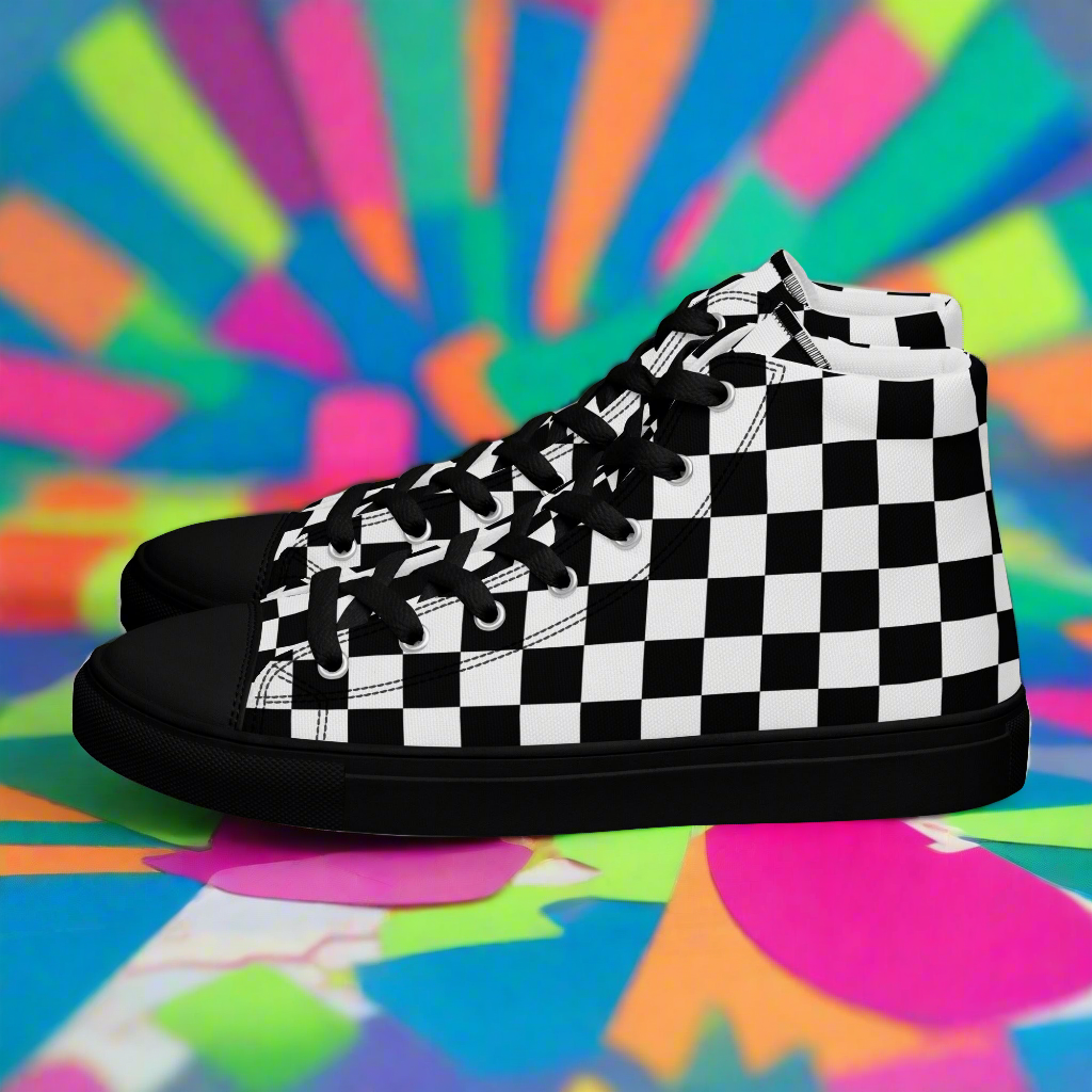 Men’s Checkered high top canvas shoes