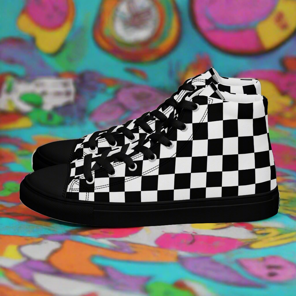 Women’s Checkered high top canvas shoes