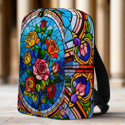 Stained Glass Roses Minimalist Backpack