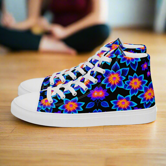 Women’s UV Flowers high top canvas shoes