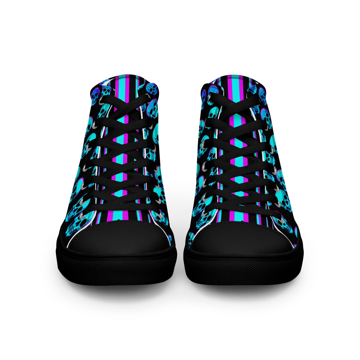 Men's Neon Skull High Top Canvas Shoes