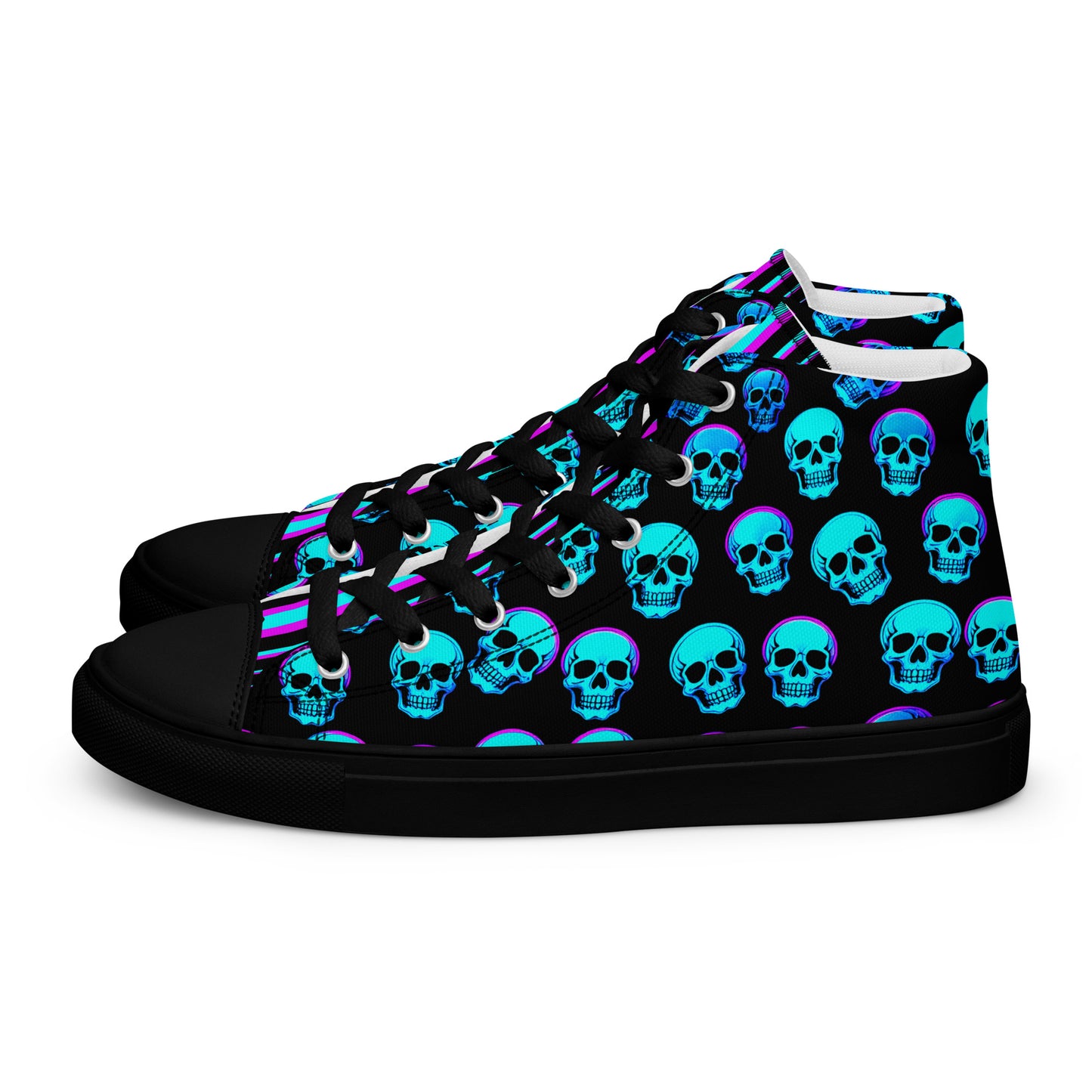 Men's Neon Skull High Top Canvas Shoes