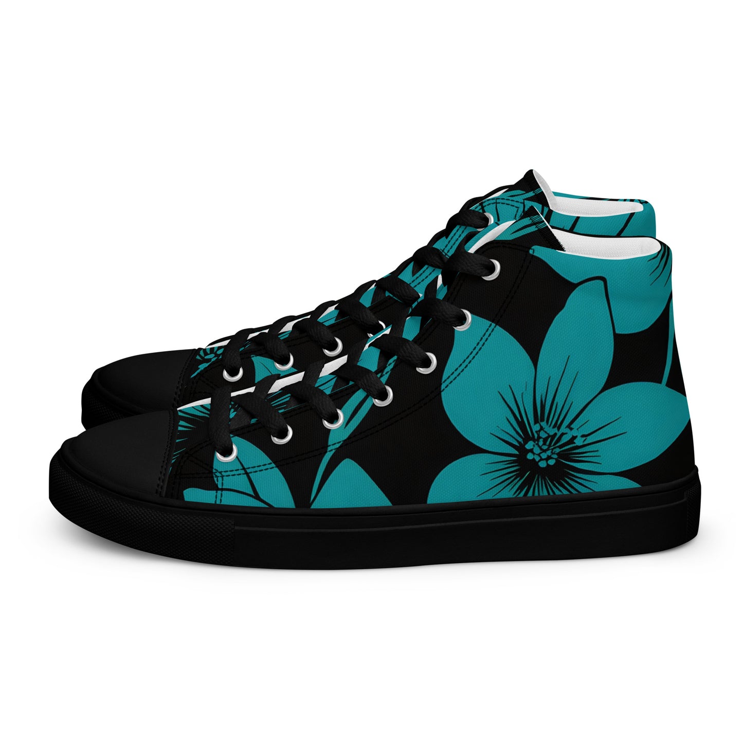 Men's Teal flower print High Tops