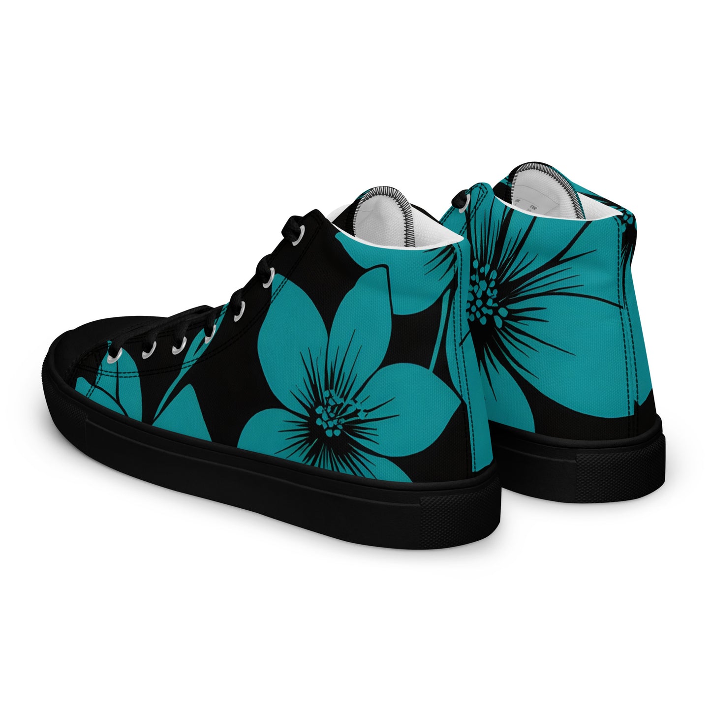 Men's Teal flower print High Tops