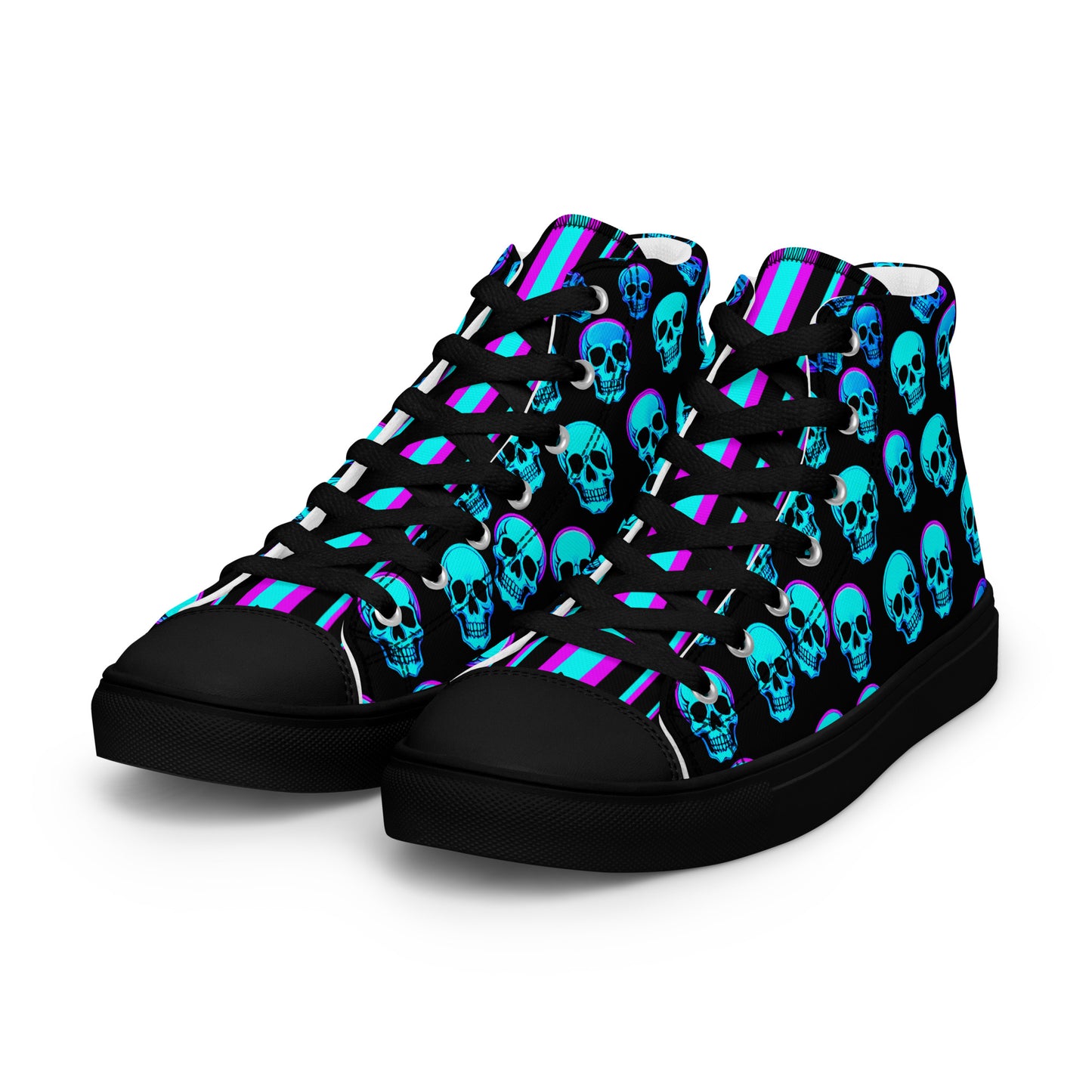 Men's Neon Skull High Top Canvas Shoes