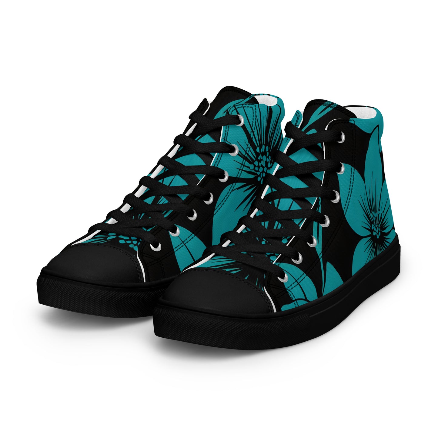 Men's Teal flower print High Tops