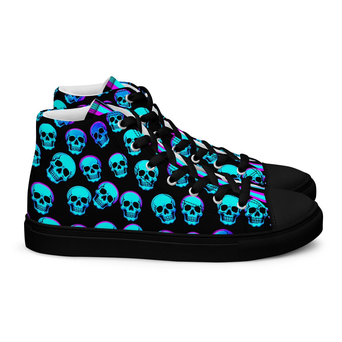 Men's Neon Skull High Top Canvas Shoes