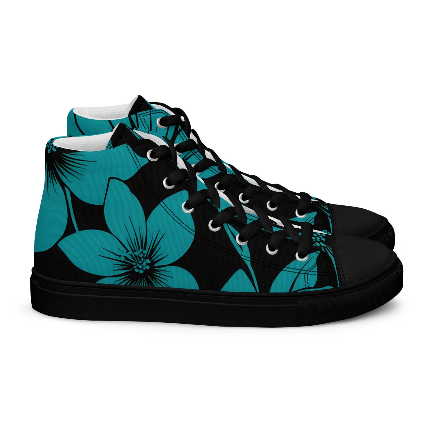 Men's Teal flower print High Tops