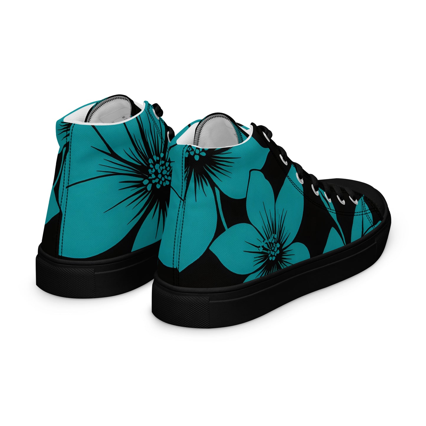 Men's Teal flower print High Tops