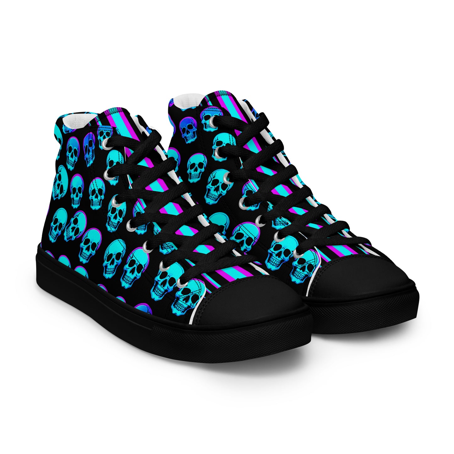 Men's Neon Skull High Top Canvas Shoes