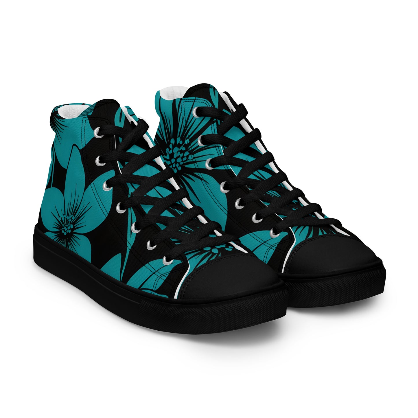 Men's Teal flower print High Tops