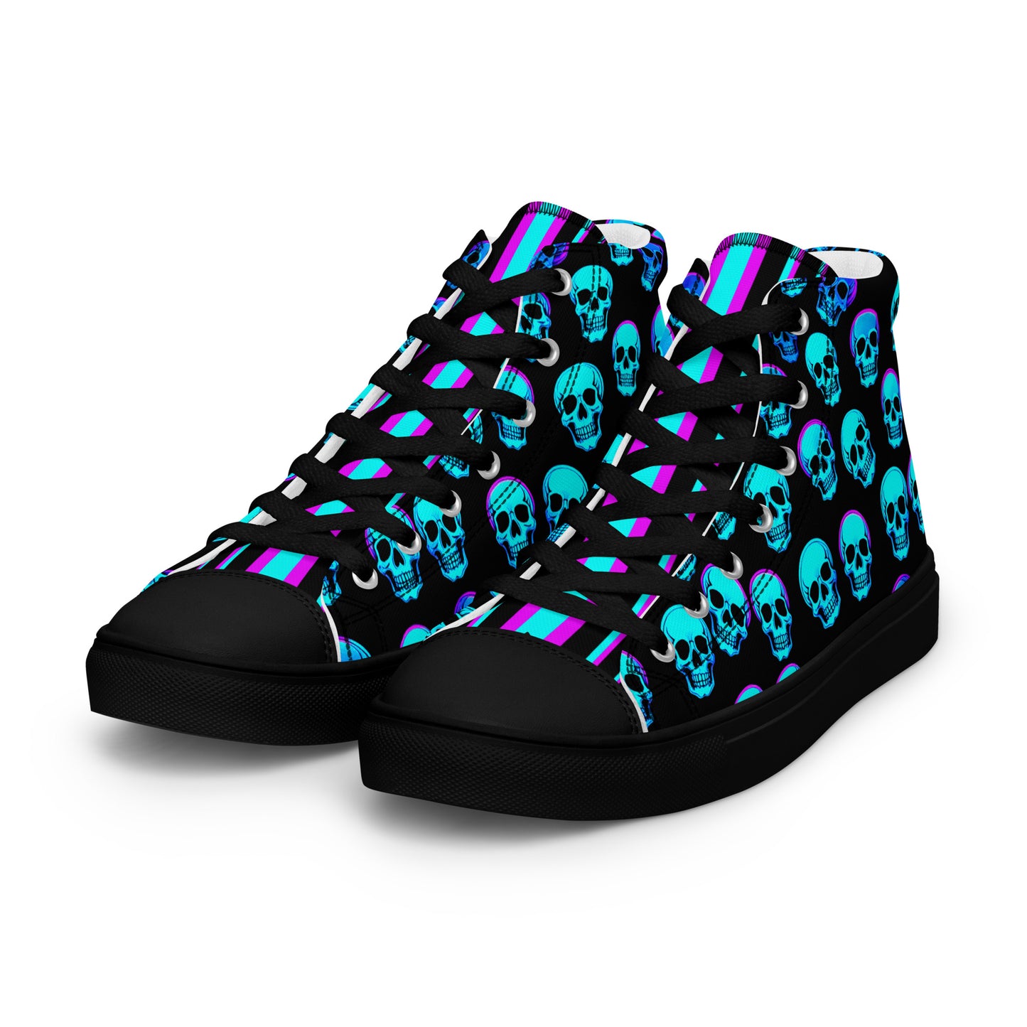 Women’s Neon Skull High Top Canvas Shoes