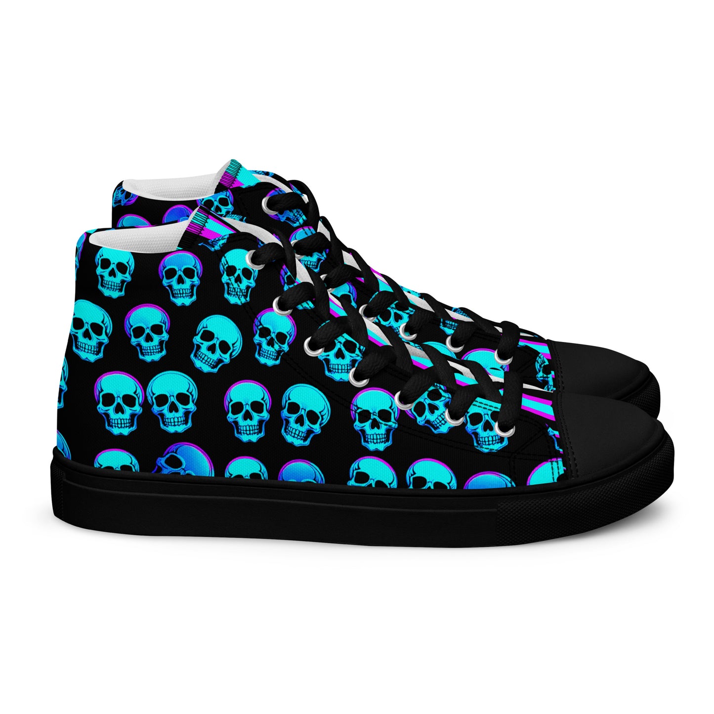 Women’s Neon Skull High Top Canvas Shoes