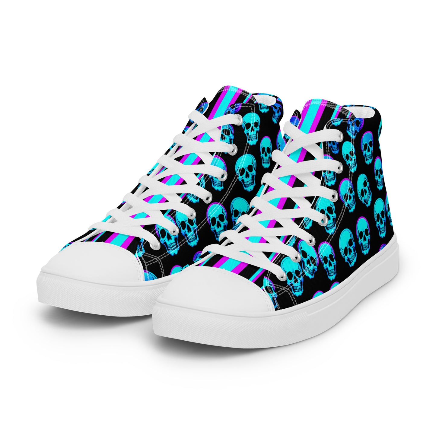 Women’s Neon Skull High Top Canvas Shoes