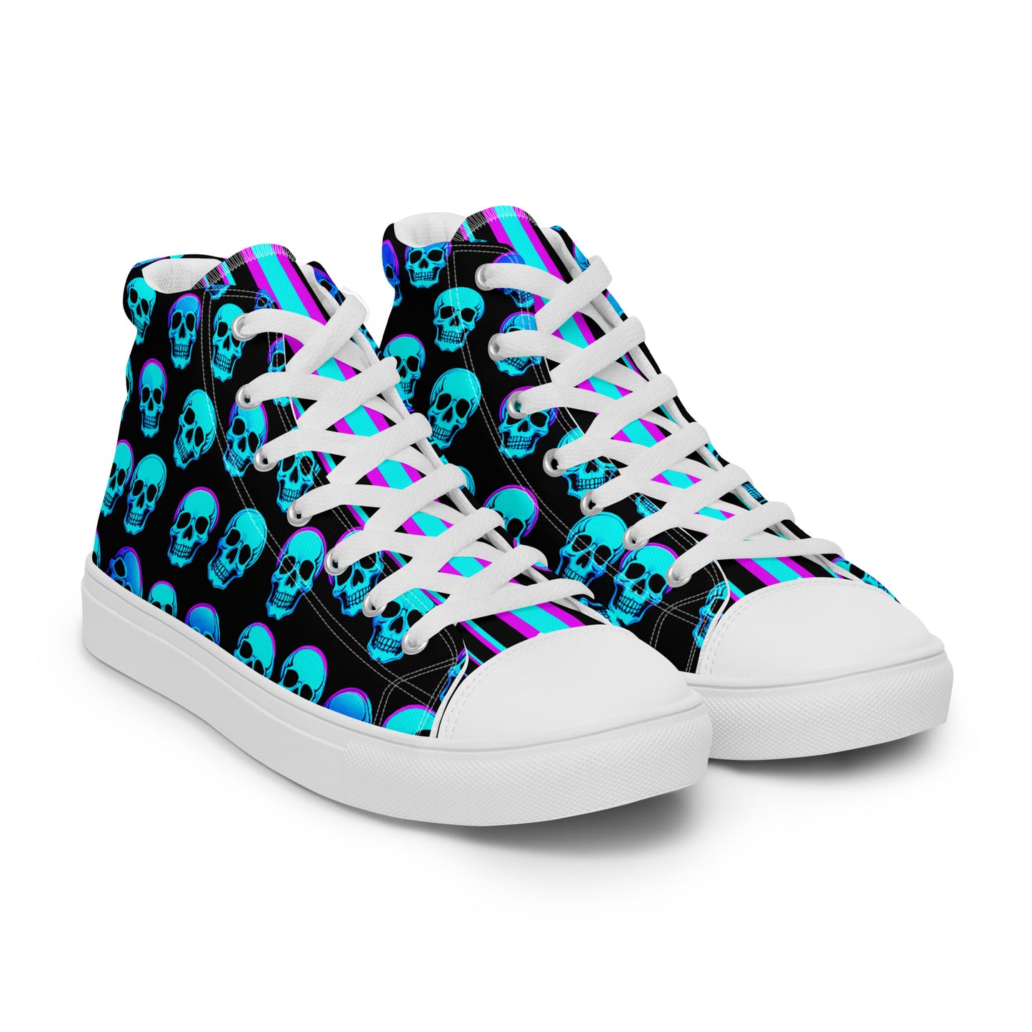 Women’s Neon Skull High Top Canvas Shoes